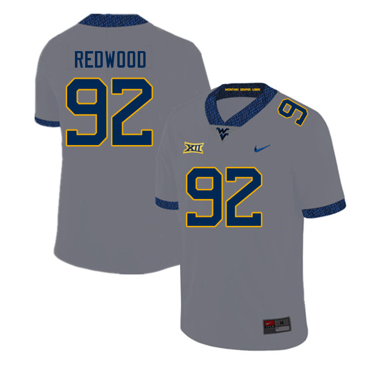 Men #92 Asani Redwood West Virginia Mountaineers College Football Jerseys Sale-Gray - Click Image to Close
